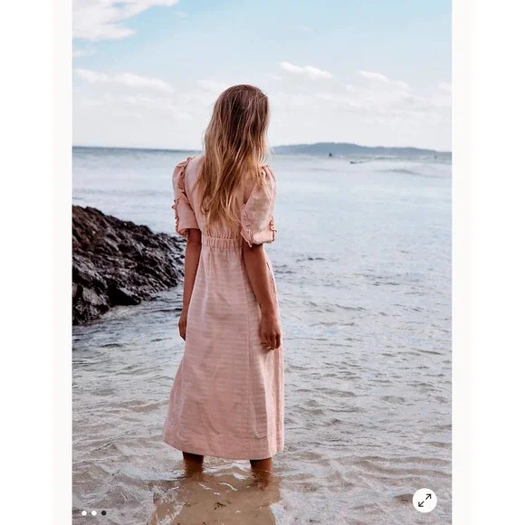 Free People Slow Pace Midi Size Medium Brand New Peach‎ Pink Salmon - Picture 3 of 12